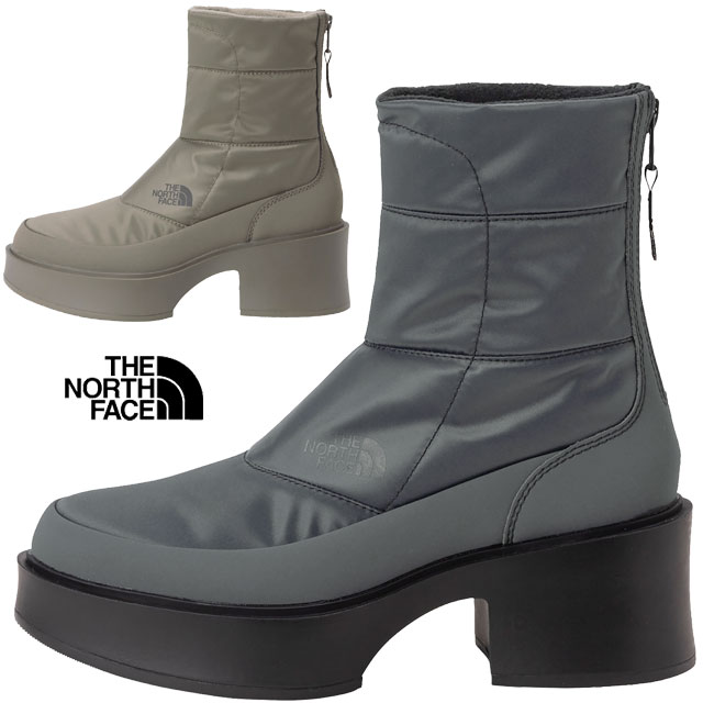 送料無料 ショートブーツ ブーツ レディース AW 秋冬 新作 秋新作 冬新作 人気 流行 定番 2025 ザ・ノース・フェイス W WP SE NFW52574 厚底ブーツ ウインターブーツ カルミア ヌプシ 滑りにくい 防水 靴 チャンキーヒール 6.5cmヒール バックジップ グレー マッシュルーム
