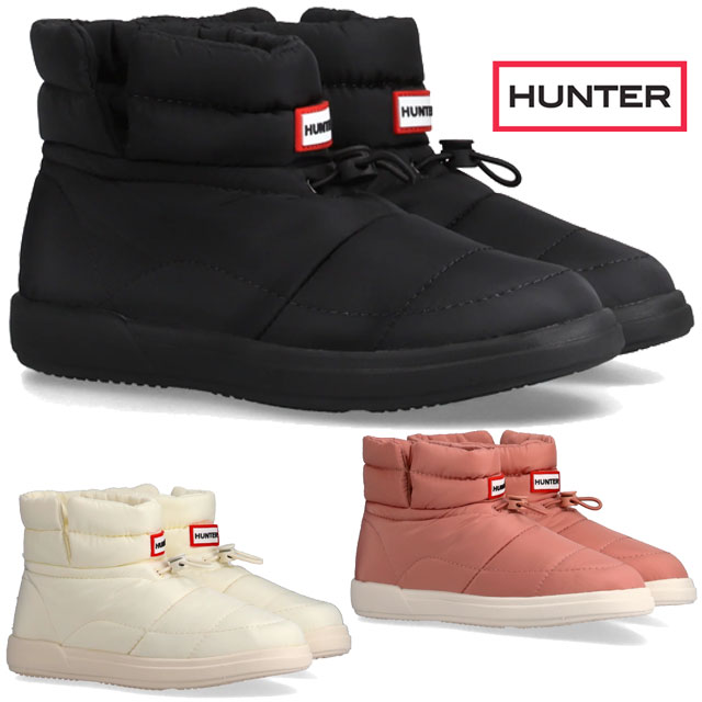 送料無料 ショートブーツ ブーツ ブーティー メンズ レディース AW 秋冬 新作 秋新作 冬新作 人気 流行 定番 2025 ハンター HUNTER U UFS7112WWU イン/アウト コージー パフ サイド ベント 防寒 靴 ブラック ホワイト ピンク 軽量 外履き 内履き