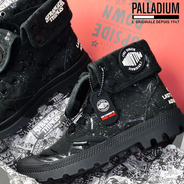送料無料 スニーカー ハイカット レディース AW 秋冬 新作 秋新作 冬新作 人気 流行 定番 2026 パラディウム PALLADIUM 2WAY BAGGY Black 94625 008 ストレンジャーシングス コラボモデル バギーホッパー トンネル 折り返し可能 キャンバスシューズ ブラック 黒 靴