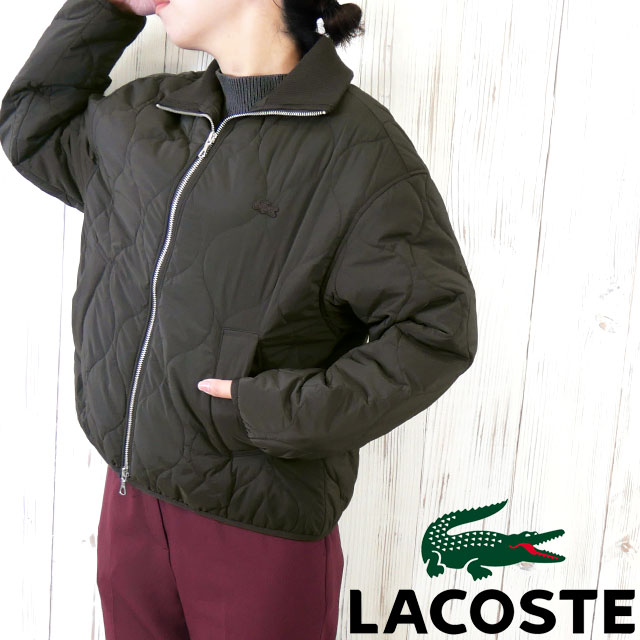 送料無料 長袖 レディース AW 秋冬 新作 秋新作 冬新作 人気 流行 定番 2026 ラコステ LACOSTE BF019J 中綿ブルゾン アウター キルティングジップブルゾン 中わたジャケット コート アパレル 防寒 保温 服 シンプル スポーティ ロゴ ワンポイント わに 鰐 焦げ茶