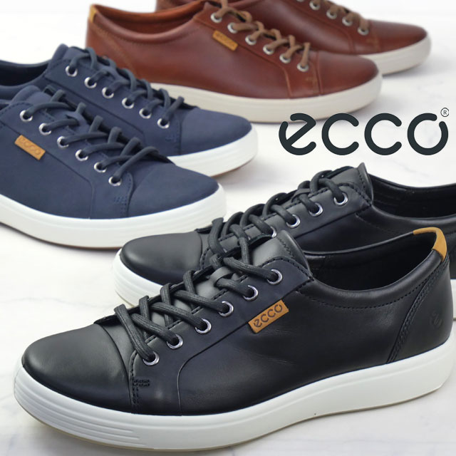 送料無料 スニーカー ローカット メンズ SS 春夏 新作 春新作 夏新作 エコー ECCO 2026 SOFT 7 430004 01001 01053 59140 ソフト 脱ぎ履きしやすい レザースニーカー シンプル コニャック マリン/ライオン_10