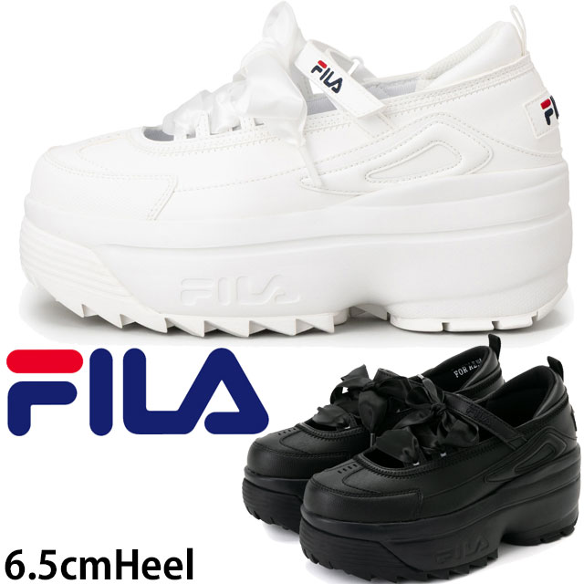 送料無料 スニーカー レディース SS 春夏 新作 春新作 夏新作 フィラ FILA 2026 DISRUPTOR WEDGE BALLET 6 5cm FM0101978 100 014 厚底 メリージェーン ディスラプターウェッジバレエ リボンシューレース 厚底 6.5cmヒール