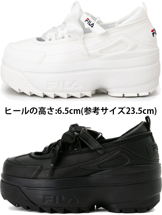 送料無料 スニーカー レディース SS 春夏 新作 春新作 夏新作 フィラ FILA 2026 DISRUPTOR WEDGE BALLET 6 5cm FM0101978 100 014 厚底 メリージェーン ディスラプターウェッジバレエ リボンシューレース 厚底 6.5cmヒール_2
