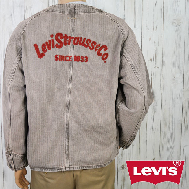 送料無料 長袖 メンズ レディース SS 春夏 新作 春新作 夏新作 リーバイス LEVI'S 2026 100 Beige a71390006 V G ノーカラージャケット ユニオンニアカーディガン ノーカラージャケット Vネック Gジャン バック刺繍 ロゴ トップス ウェア アパレル