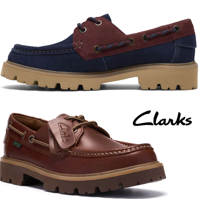 送料無料 デッキシューズ モカシン ローカット メンズ SS 春夏 新作 春新作 夏新作 クラークス Clarks 2026 Cleyhill Boat 26186176 26186179 クレイヒルボート 本革 ボートシューズ レザー コンビ