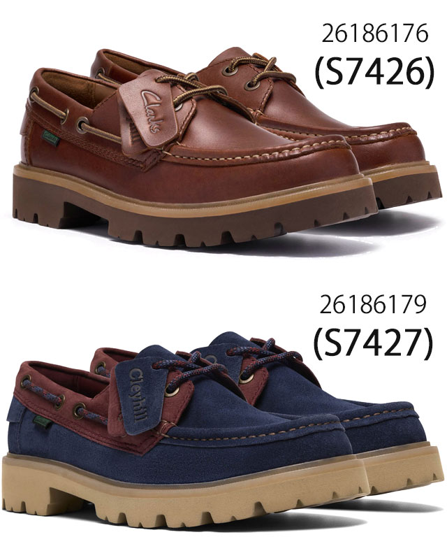 送料無料 デッキシューズ モカシン ローカット メンズ SS 春夏 新作 春新作 夏新作 クラークス Clarks 2026 Cleyhill Boat 26186176 26186179 クレイヒルボート 本革 ボートシューズ レザー コンビ