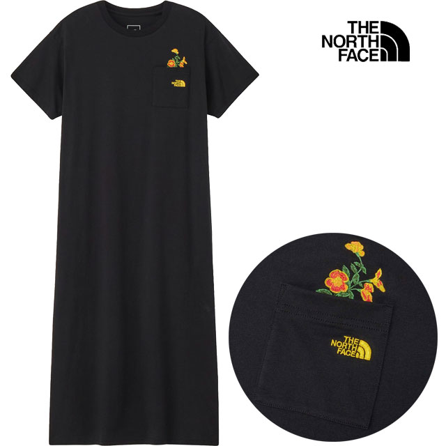メール便送料無料 半袖 レディース SS 春夏 新作 春新作 夏新作 ザ・ノース・フェイス 2026 S FD Flower Logo Onepiece Crew THE NORTH FACE K T 100 NTW32632 ワンピース ドライフラワーロゴ 速乾 Tシャツワンピース ロング丈 クルーネック 膝下丈 アパレル 綿100％ 服