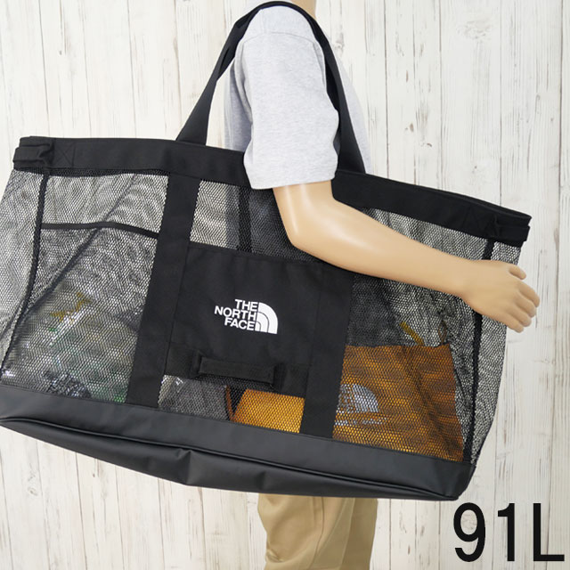 送料無料 トートバッグ メンズ レディース SS 春夏 新作 春新作 夏新作 人気 流行 定番 2024 91L BAG NM82400 ザ・ノース・フェイス バッグ グラットンメッシュトートL バック キャンプ 大型 ギア 大容量 アウトドア バーベキュー レジャー ブラック 黒 鞄