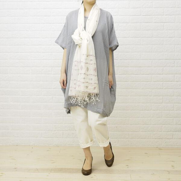 Midi-Umi(ミディウミ)コットン 刺繍 ストール・1-78108-1261301【メール便可能5】    レディース 女性 誕生日 プレゼント ギフト 正規品 新品