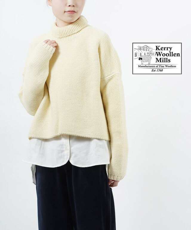 ケリーウーレンミルズ ハイネック ニット セーター プルオーバー Pearl Stitch Polo Neck LITE Kerry Woollen Mills KW19-12 国内正規品