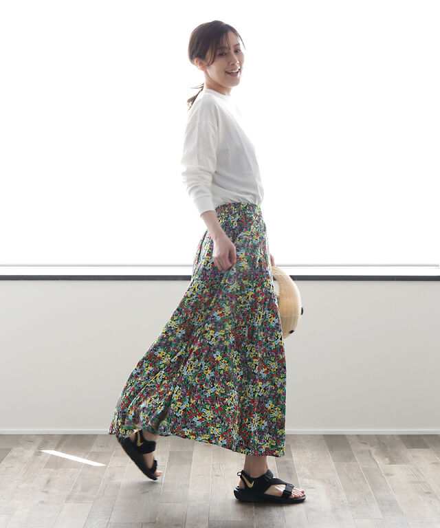 ザ シンゾーン ロングスカート プリントスカート FLASHY FLOWER SKIRT