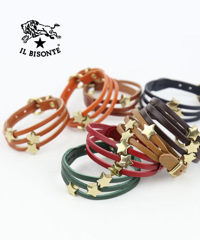 イルビゾンテ レザーブレスレット スターモチーフ付きブレスレット IL BISONTE 5482305197 国内正規品 220303 メール便可能商品[M便 2/5]