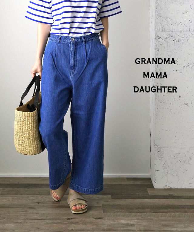 グランマ・ママ・ドーター ワークパンツ ワイドデニム タックパンツ GRANDMA MAMA DAUGHTER by KATO' GP221327V1 国内正規品 2022春夏新