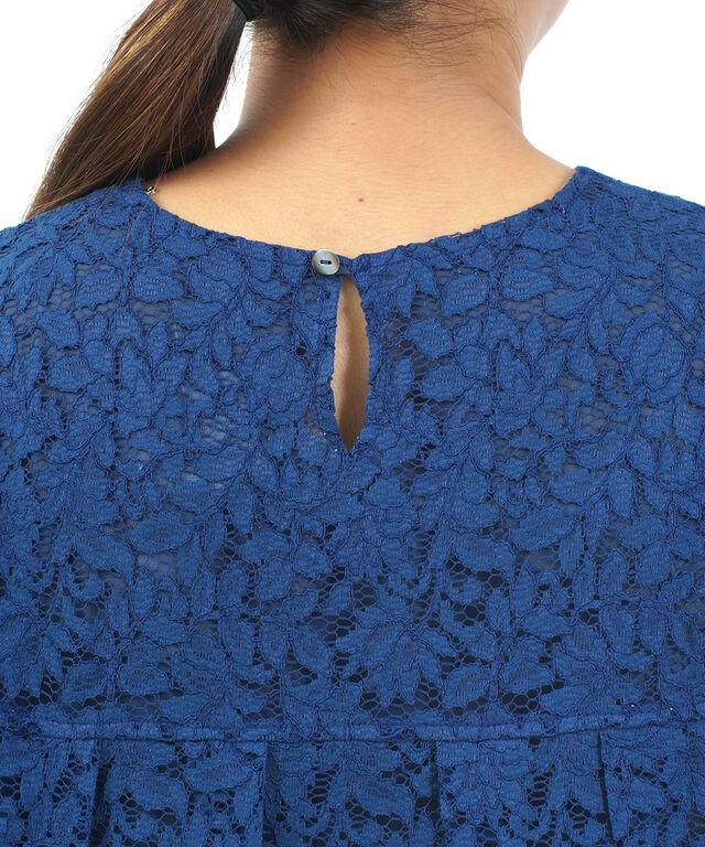 ププラ グログランリボンヘム アシンメトリー レースブラウス PUPULA