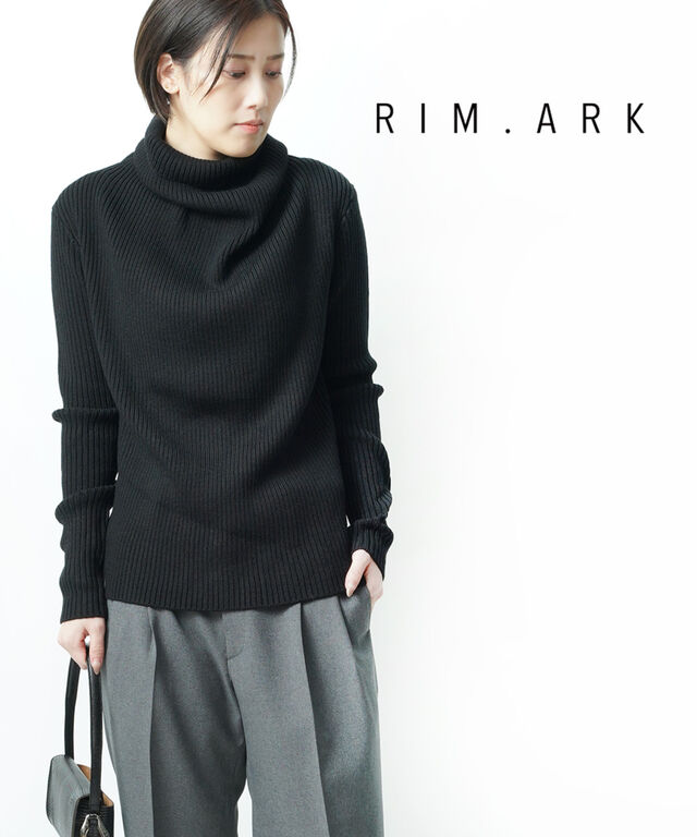 リムアーク タートルネック ニットプルオーバー リブニット Black shoulder rib knit RIM.ARK 460EAL70-0210 国内正規品 2021秋冬新作 送料無料