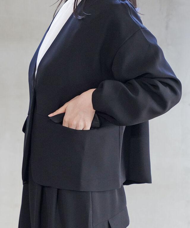 ツムグ ソアパールコンパクト ノーカラージャケット tumugu TB21440 国内正規品 2026春夏新作 送料無料 フォーマル オケージョン セレモニー ハレの日 パーティ お呼ばれ 結婚式 シンプル きれい ジャケット ノーカラー ゆったり着やすい 柔らかい 小柄さん 低身長