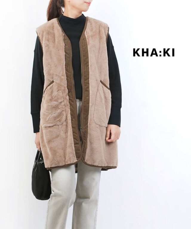 カーキ ベスト ECO FUR LINNER VEST kha:ki MIL-22FJK3182 国内正規品 2022秋冬新作 送料無料