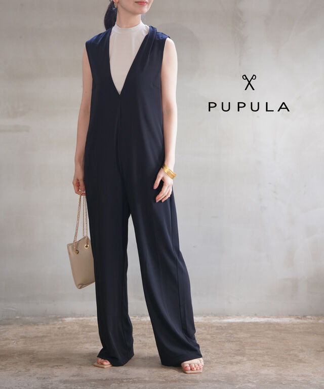 ププラ ハイツイストスムース オールインワン サロペット PUPULA 