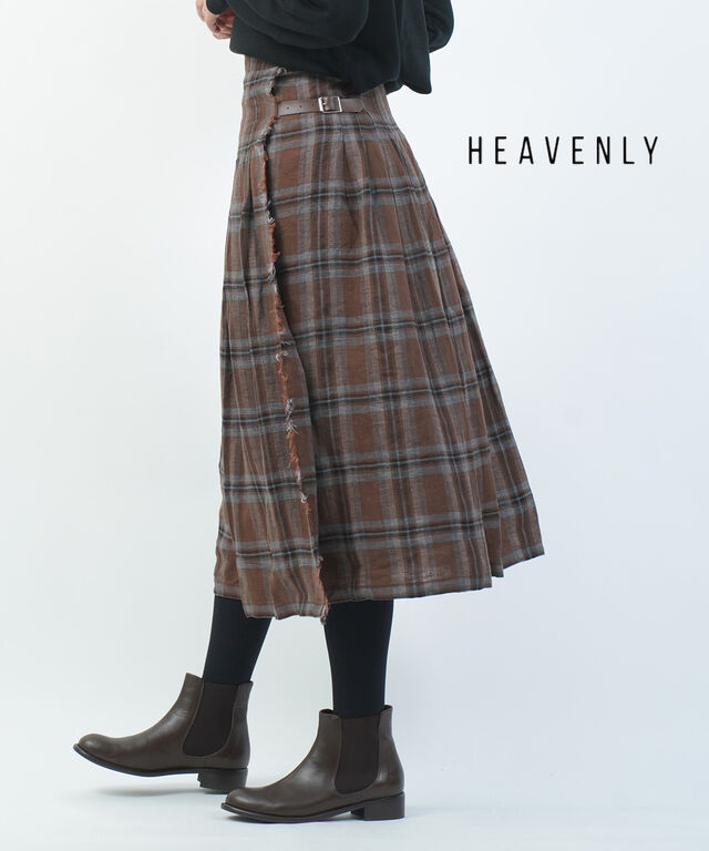 ヘブンリー リネンチェック キルトスカート HEAVENLY 2348101 国内正規品 220309 送料無料