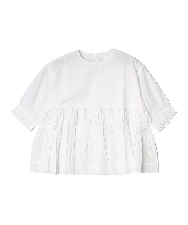 フレンチブル Cion コットン シースルーシャーリングブラウス French