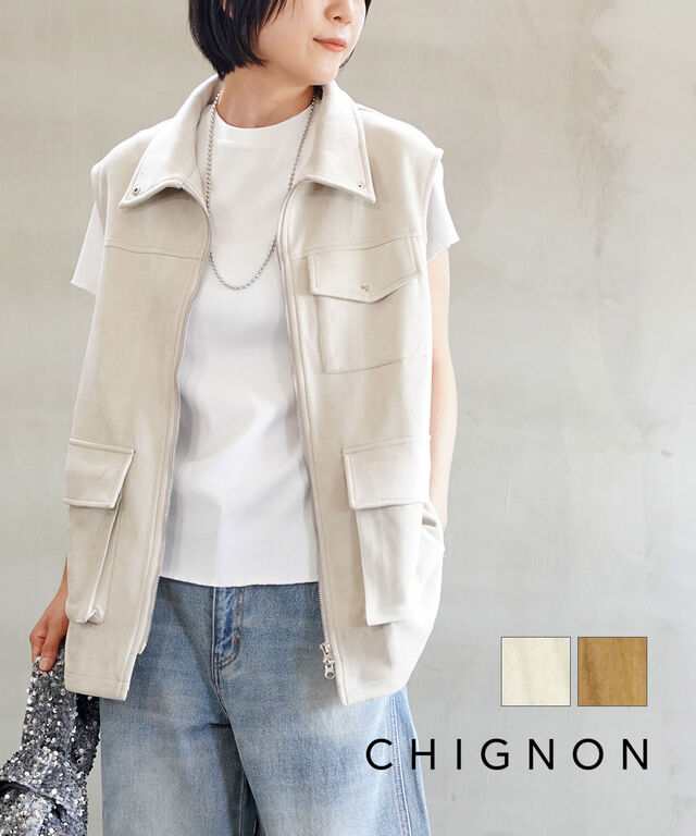 シニヨン フェイクスエード ダンボールベスト CHIGNON 4644-001KK 国内正規品 2024秋冬新作 送料無料