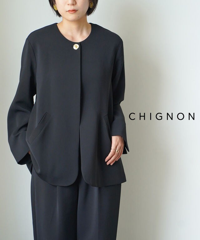 シニヨン ノーカラージャケット CHIGNON 4244-004KK 国内正規品 2024秋冬新作 送料無料