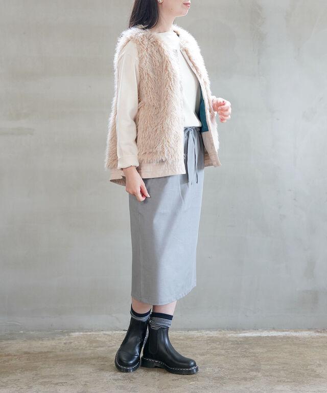 トラヴァイユマニュアル T/Cツイル ミモレタイトスカート TRAVAIL MANUEL 5025-43 国内正規品 220409 送料無料