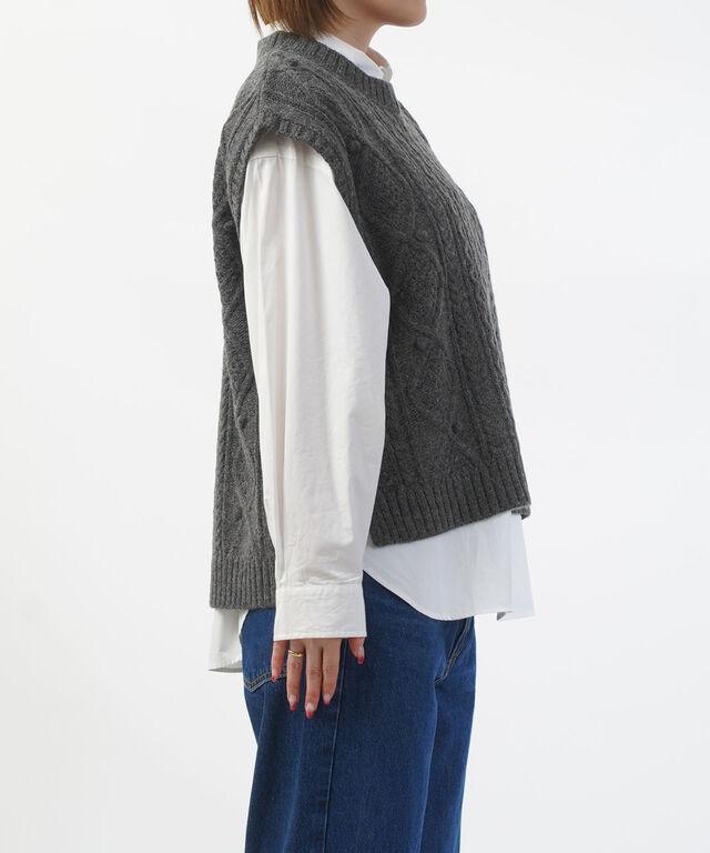 ヘブンリー アルパカミックスニットアランベスト HEAVENLY 2451184