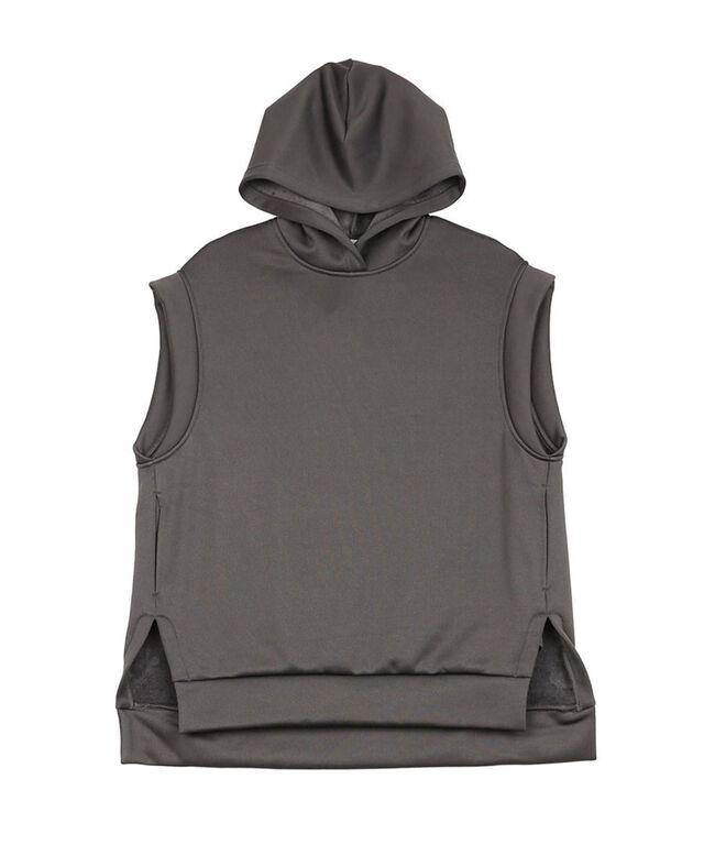 ププラ サーキュラーニットフリース フーディ プルオーバーベスト