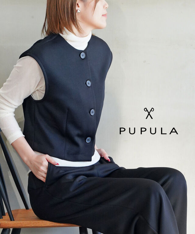 ププラ サーキュラーニットフリース コンパクト ベスト PUPULA 346216 国内正規品 2024秋冬新作 送料無料の通販は