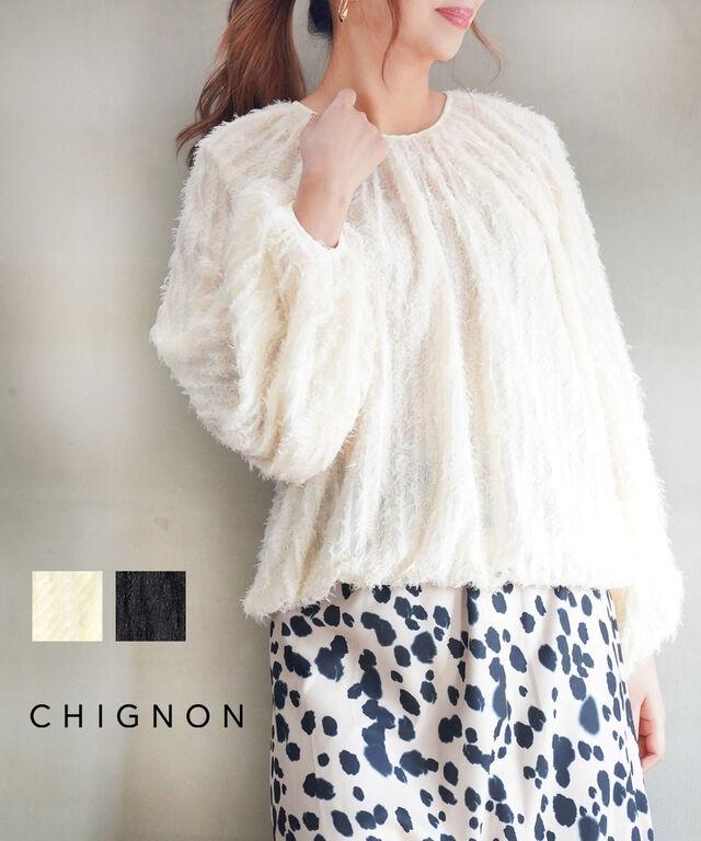 シニヨン フェザーチュールギャザーブラウス CHIGNON 1646-486KK 国内正規品 2025春夏新作 送料無料