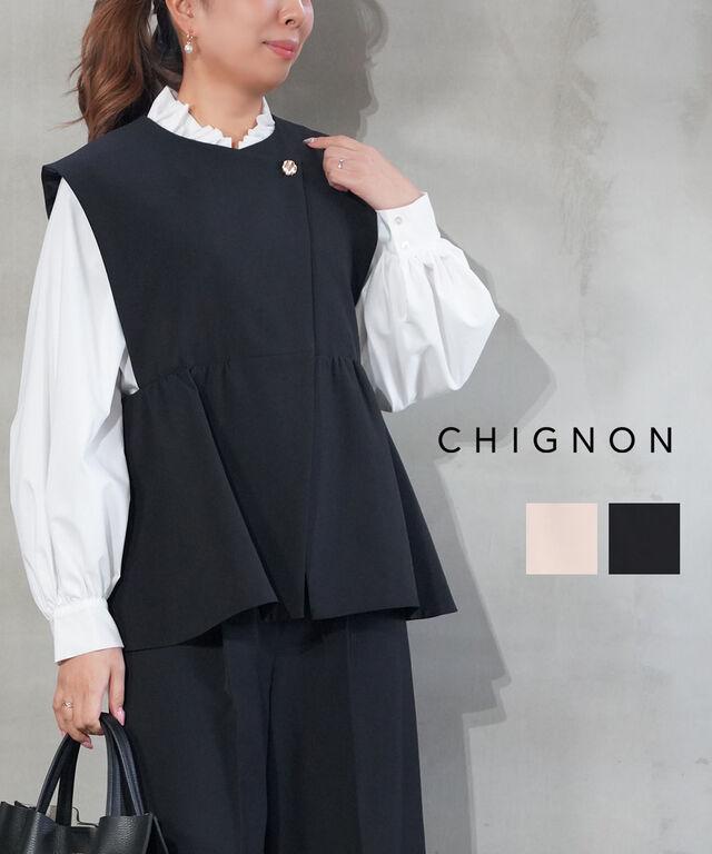シニヨン ペプラムベスト CHIGNON 4646-489MK 国内正規品 2025春夏新作 送料無料 フォーマル オケージョン パーティ お呼ばれ シンプル きれい ゆったり 個性的