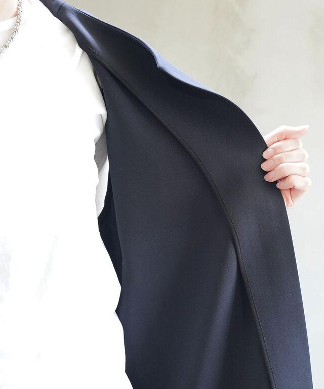 ププラ アクアダブルニット ワイド ジレ ジャケット PUPULA 157004