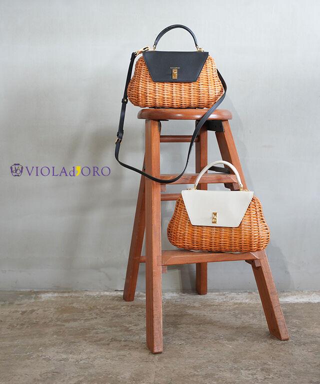 VIOLA d'ORO ヴィオラドーロ ラタン ショルダーバッグ オシャレ VIOLA d'ORO ヴィオラドーロ ラタン ショルダーバッグ オシャレ
