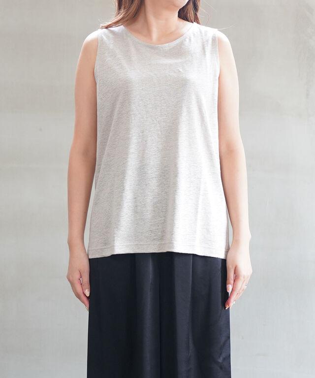 ププラ プレミアムリネン タンクトップ ノースリーブ PUPULA 157110 国内正規品 220503 送料無料_6