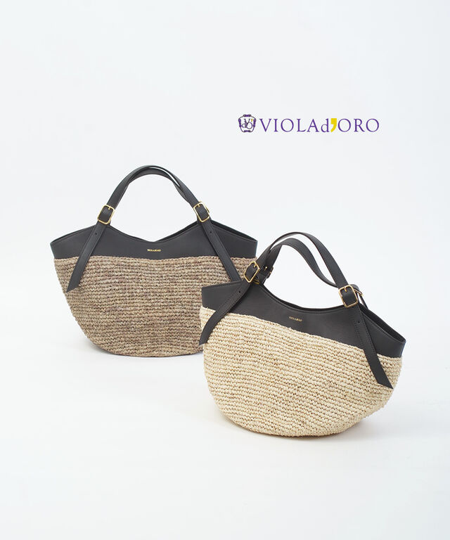 ヴィオラドーロ ラフィア レザーコンビトート SANDRO VIOLAd'ORO V-8889 国内正規品 2025春夏新作 送料無料