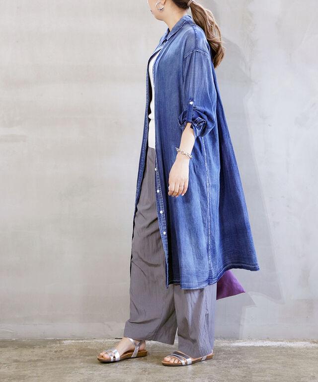 ユイティーム デニム風 ロングシャツ huitieme nid 603774 国内正規品 2025春夏新作 送料無料 ユイティーム デニム風 ロングシャツ huitieme nid 603774 国内正規品