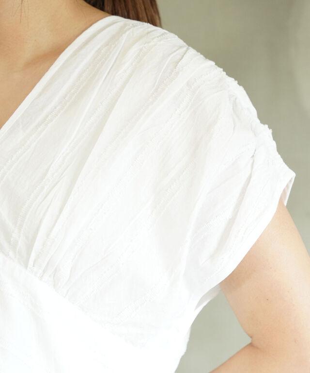 ノーメント Vネックギャザーブラウス normment S25P-1973 国内正規品