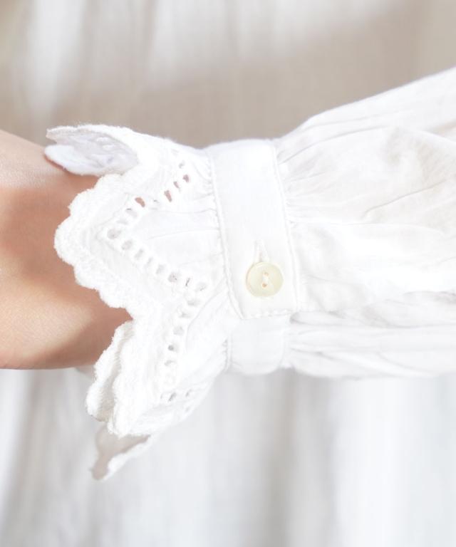 ノーメント スカラップ刺繍フリルブラウス normment S25P-1985 国内