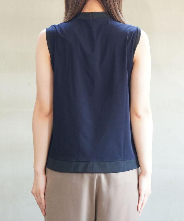 ププラ ロイヤルストレッチジャージィ×ネット ハイネック ノースリーブ タンクトップ PUPULA 157178 国内正規品220509 送料無料