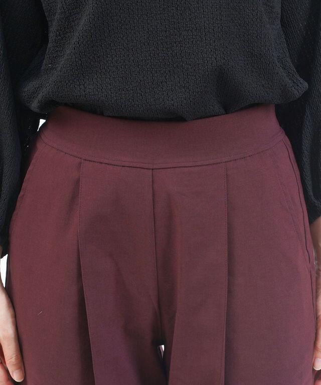 ププラ コットンリネン センタープレス テーパードパンツ PUPULA