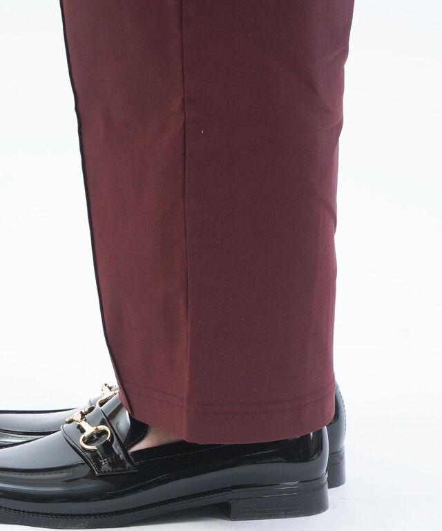 ププラ コットンリネン センタープレス テーパードパンツ PUPULA