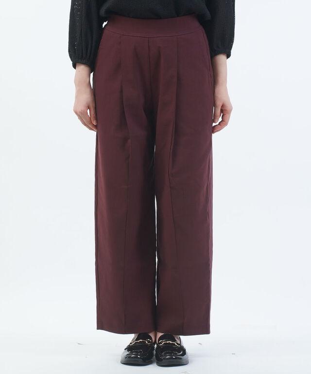 ププラ コットンリネン センタープレス テーパードパンツ PUPULA