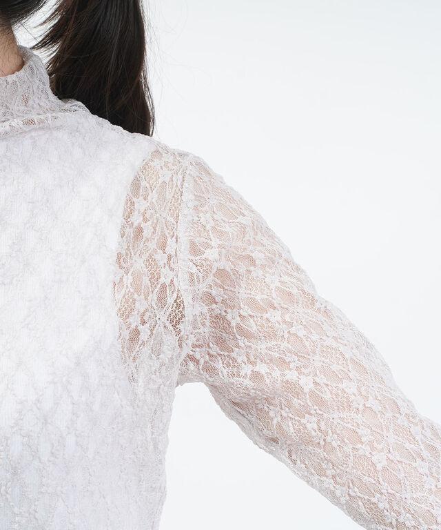 ププラ フラワーラッセルレース 長袖 タートルネック プルオーバー