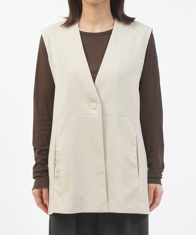 ユイティーム リネン調一つ釦ジレ huitieme nid 603849 国内正規品220509 送料無料