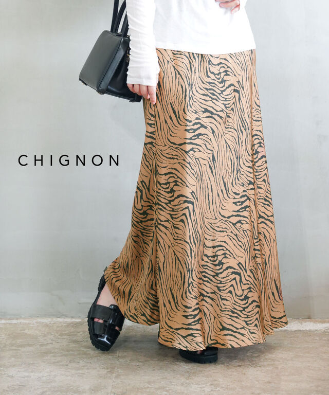 シニヨン ゼブラバイアススカート CHIGNON 2754-044MK 国内正規品 2025秋冬新作 送料無料