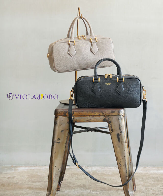 ヴィオラドーロ ADRIA 型押しシュリンクレザー横長バッグ VIOLAd'ORO V-1598 国内正規品 2025秋冬新作 送料無料