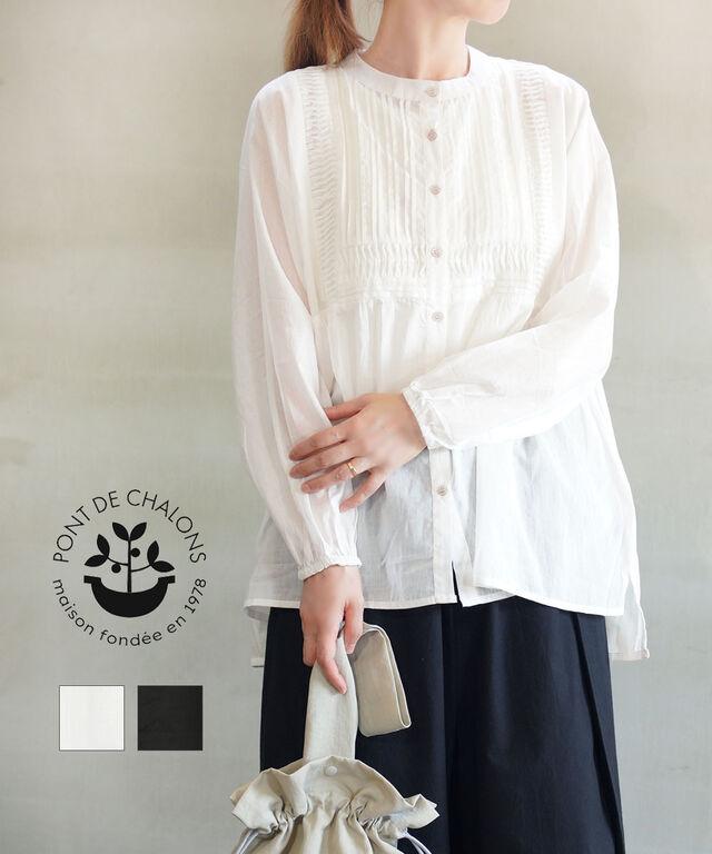 ポンデシャロン インド綿ウェーブピンタックチュニックブラウス PONT DE CHALONS 22551611 国内正規品 2025秋冬新作 送料無料