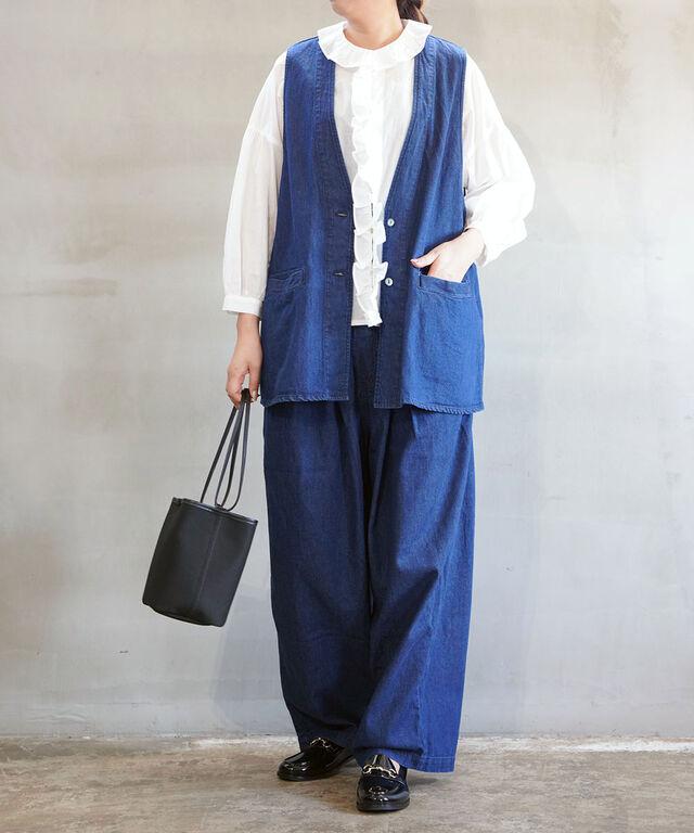 ミズイロインド デニムベスト mizuiro ind 3-230102 国内正規品 2025