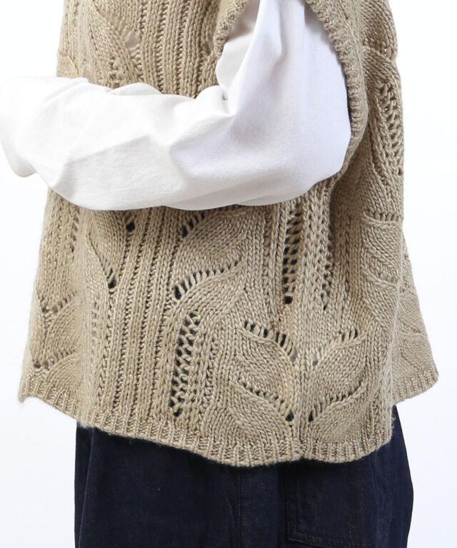 ミズイロインド シアーケーブルパターンベスト mizuiro ind 3-220119